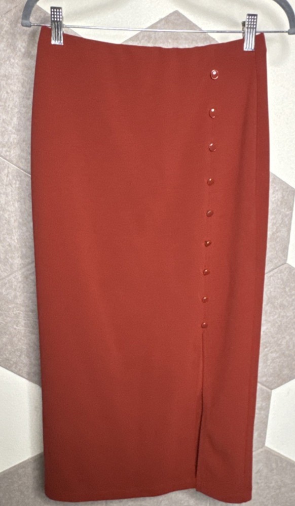 NYCC Rust Button Accent Knit Pencil Skirt Midi Women’s Size S
