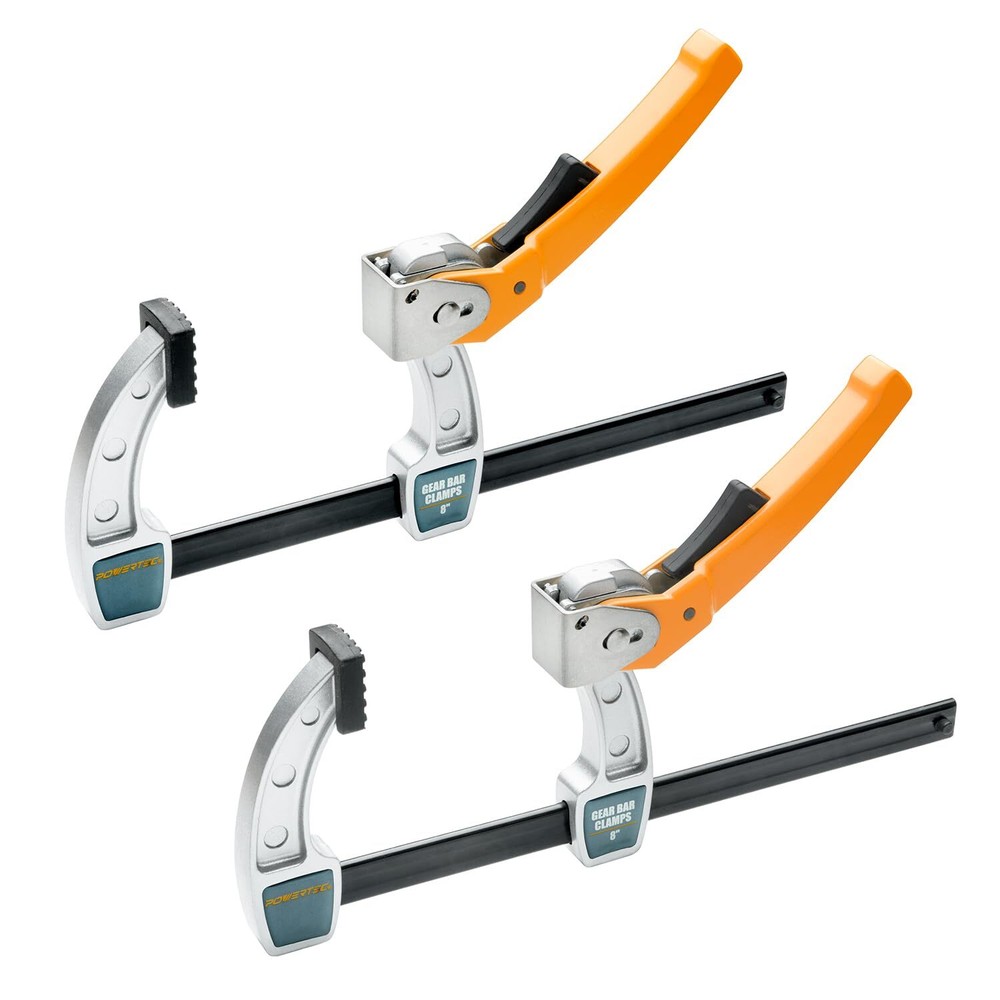 POWERTEC 71586 8-Inch Gear Bar Clamps Woodworking Quick Release 600lb Clamping C