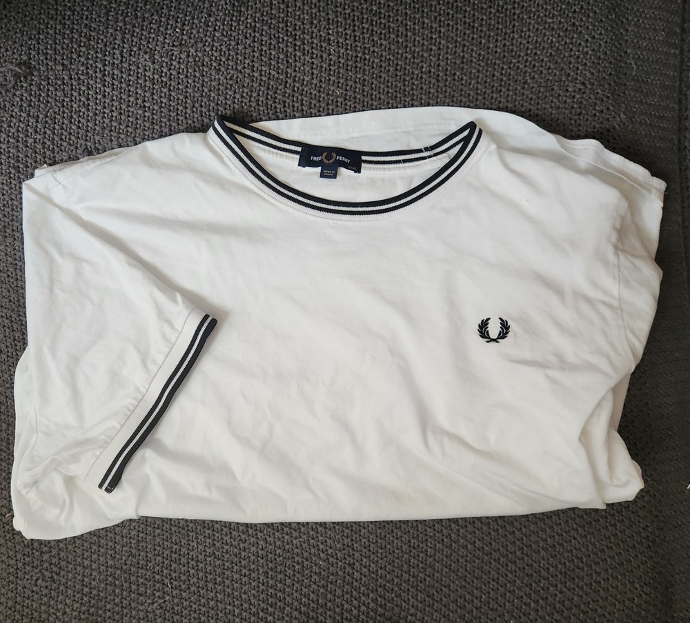 Fred Perry Crew-neck Ringer Shirt Mens XXXL White/Black
