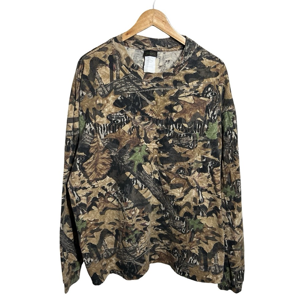 Vintage Liberty Shirt Mens 2XL Brown Camouflage Mossy Oak Forest Floor 90s Camo
