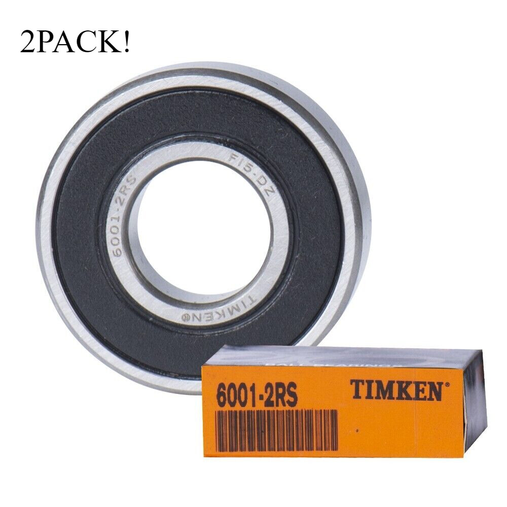 2PACK Timken 6001-2RS 12x28x8mm Double Sealed Ball Bearings USA Made