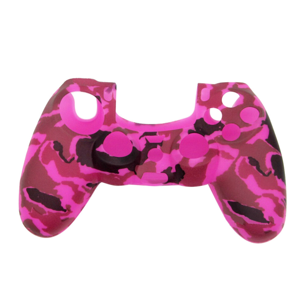 Camouflage Rosy Silicone Rubber Grip Cover Case for 4 Controllers