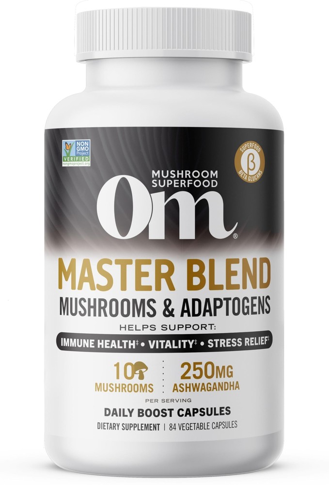 OM Mushroom Superfood Master Blend Mushrooms & Adaptogens Capsules Supplement...