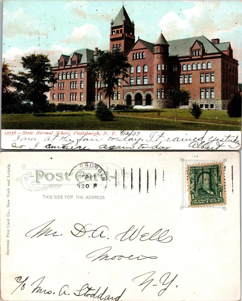 State Normal School Plattsburgh New York NY Postcard