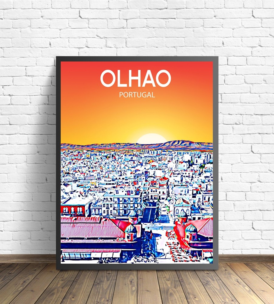 Olhao Portugal Art Poster Sunset Night Poster Art Print Olhao City Modern Wall