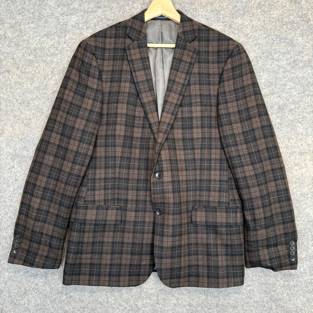 Stafford Signature Tweed Sport Coat Mens 44 R Slim Tartan Plaid Blazer Jacket