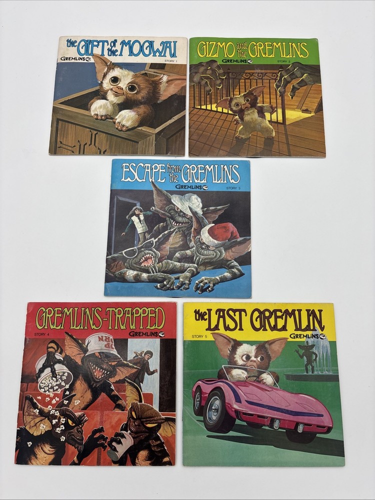 Gremlins 1984 See Hear Read Picture Books & Records Set 5 Gizmo Mogwai Vintage