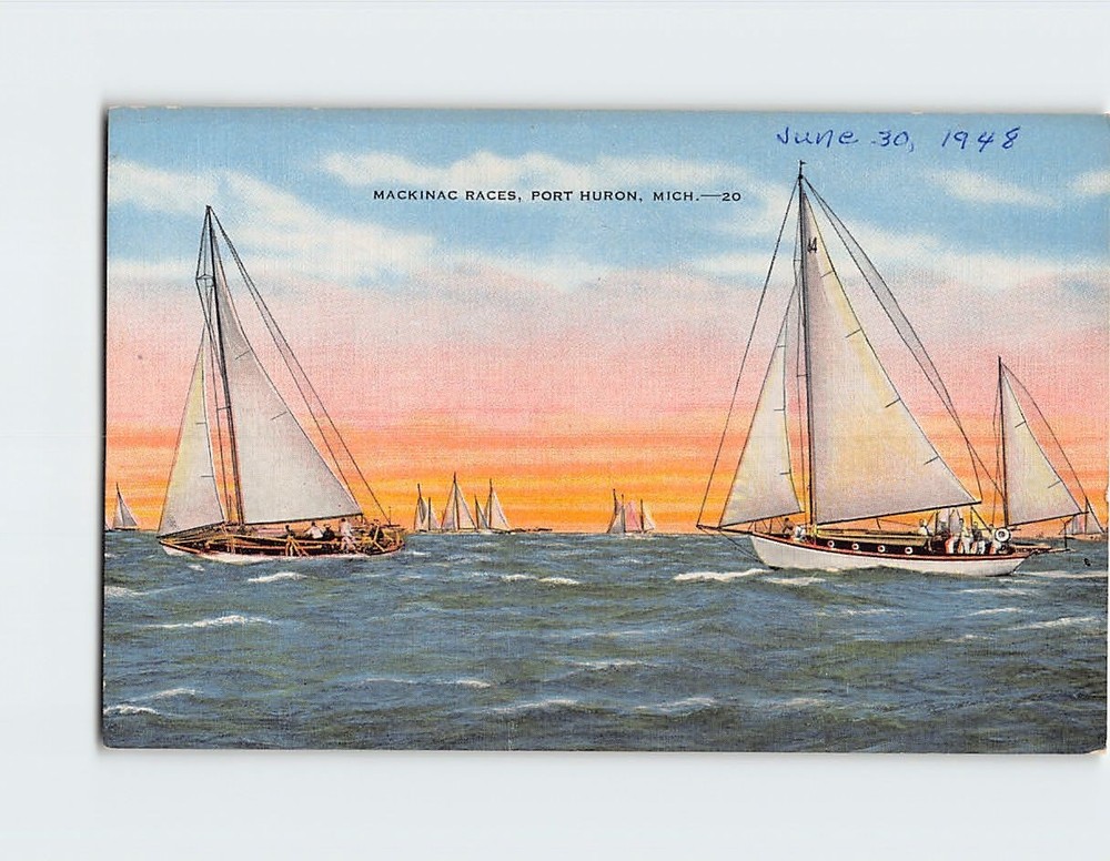 Postcard Mackinac Races Port Huron Michigan USA