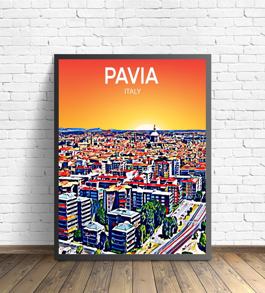 Pavia Italy Art Poster Sunset Night Poster Art Print Pavia City Modern Wall Art
