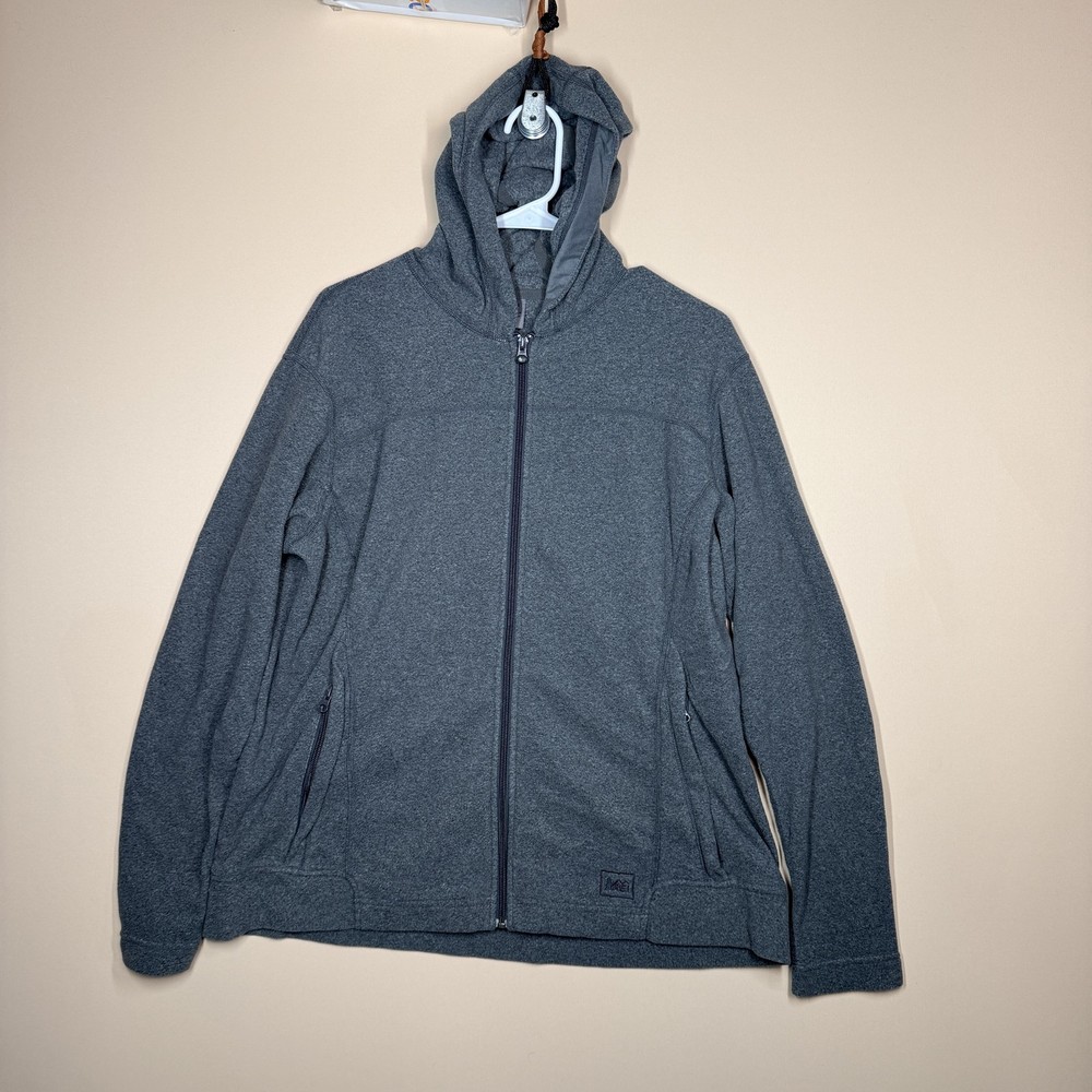 REI Fleece Full Zip Hoodie Hoody Jacket Grey Women's Size XL