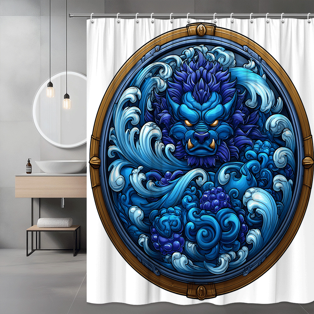 Blue Ocean Monster Shower Curtain Graphic Print