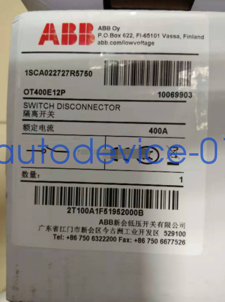 1PCS NEW ABB OT400E12P 1SCA022727R5750 SWITCH DISCONNECTOR 3P 400A DHL/FedEx