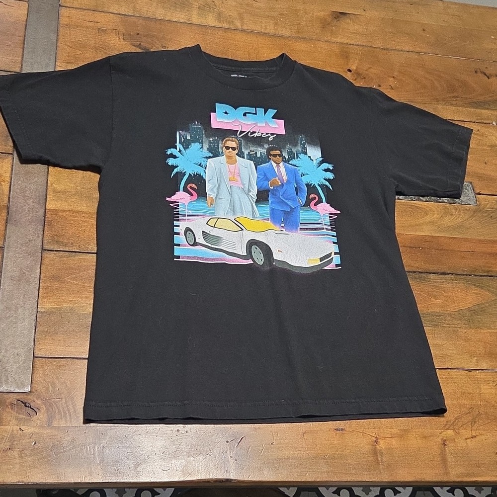 DGK Vibes T-Shirt Black Miami Vice Inspired size med