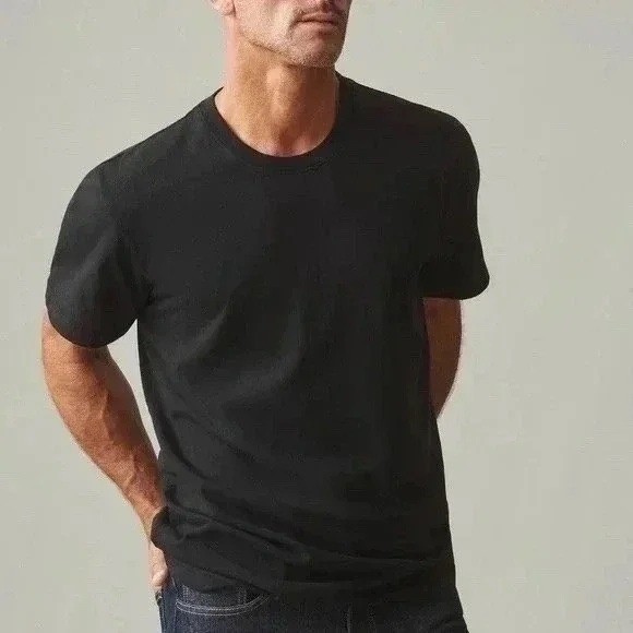 American Giant Men's Black Cotton Crew Neck T Shirt Size L Made in USA