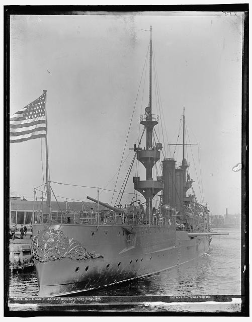 Photo:Brooklyn Navy Yard New York USS New Orleans 1898 Warship Battleship