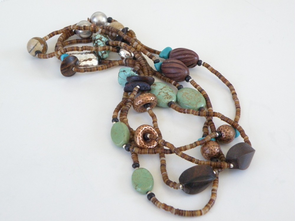 Silpada Sterling Silver 925 Rustic Boho Turquoise Long Necklace 60