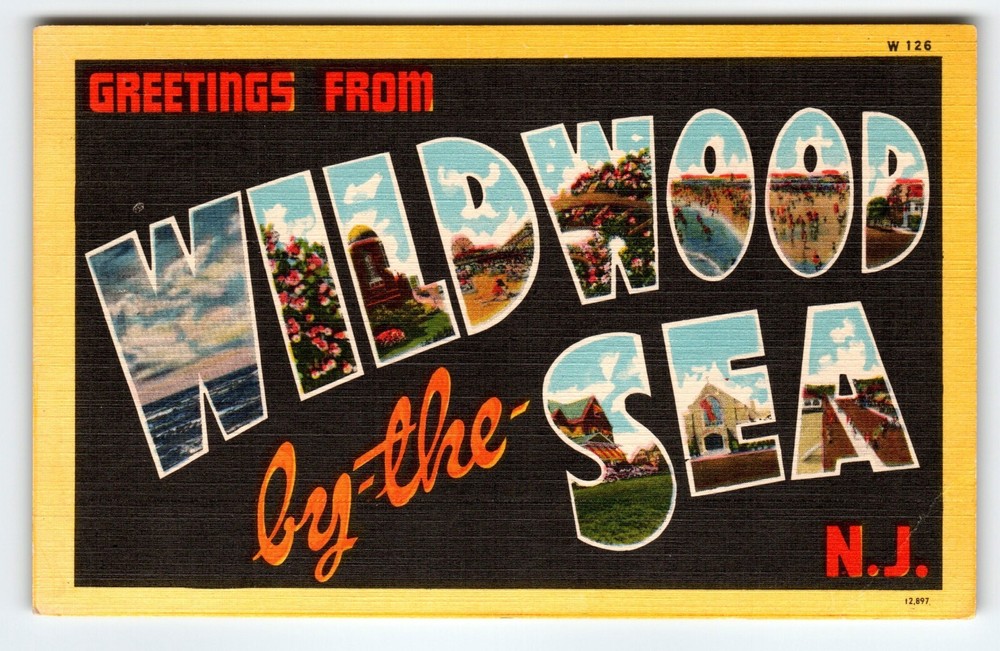 Wildwood By The Sea New Jersey Linen Large Letter Postcard Greetings From NJ