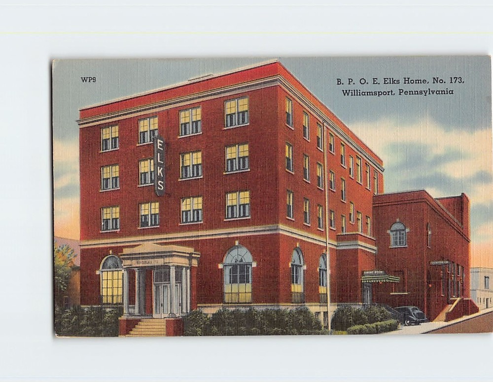 Postcard BPOE Elks Home No. 173 Williamsport Pennsylvania USA