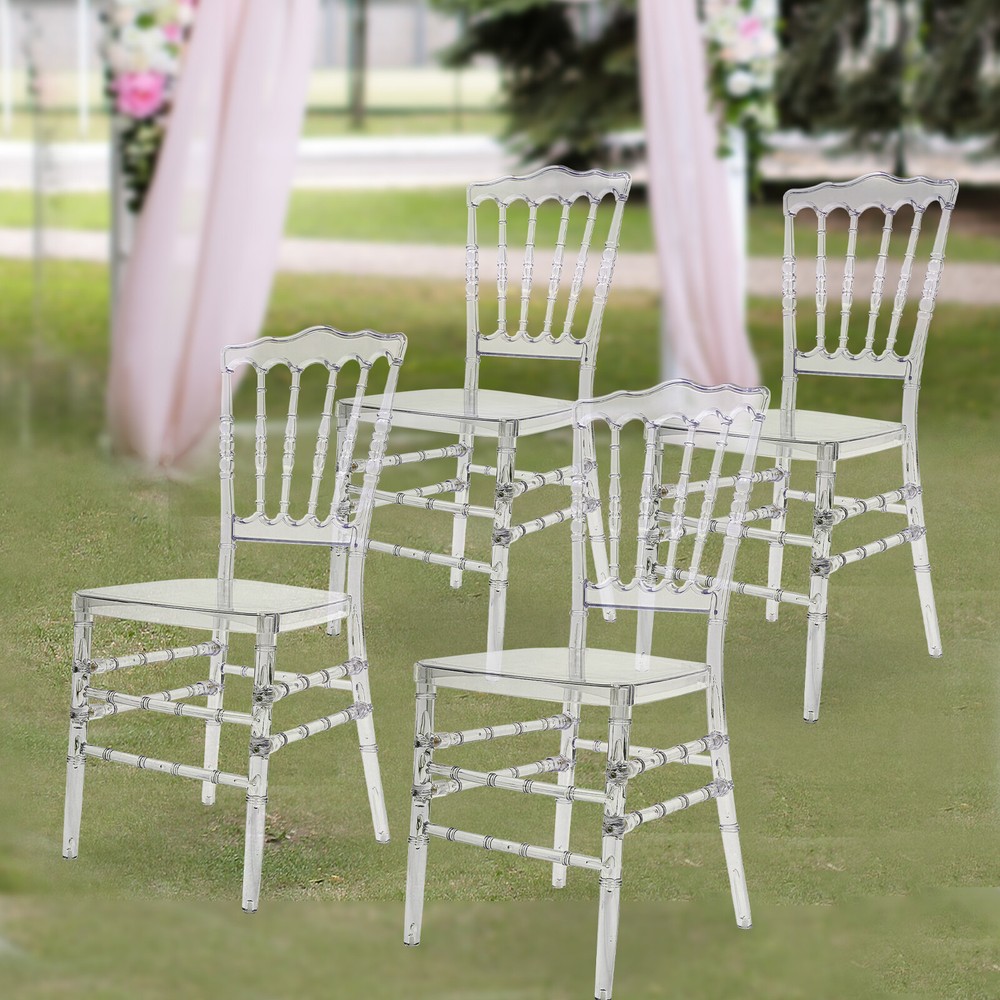 4pcs Clear Crystal Acrylic Chairs,Elegant Party Event Wedding Chairs Ghost Chair