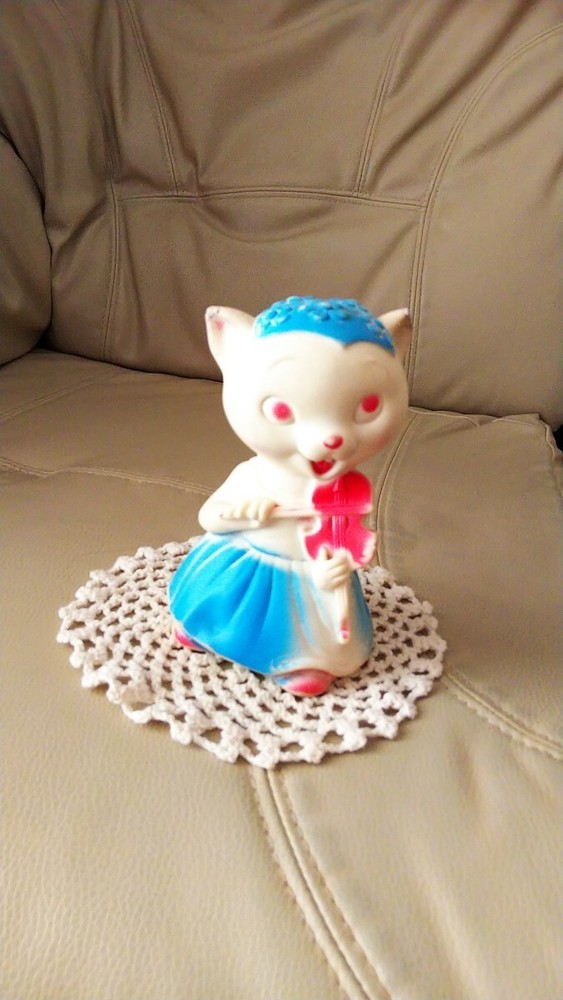 Rare 1950 America VTG Hungerford Violin Playing Cat Soft Vinyl Figure From Japan