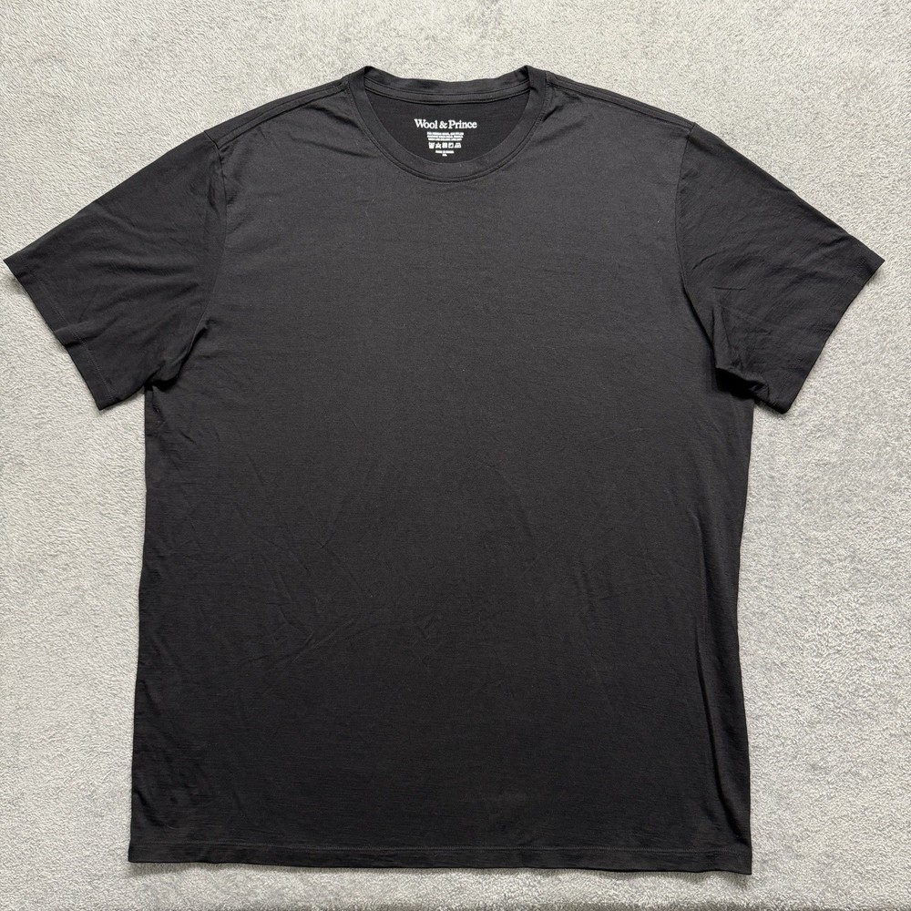Wool & Prince Merino Blend Crew T-Shirt Black Men's XXL