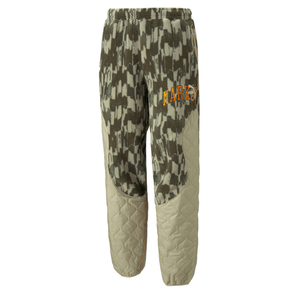 Puma Market X Aop Relaxed Drawstring Pants Mens Beige, Green Athletic Casual Bot
