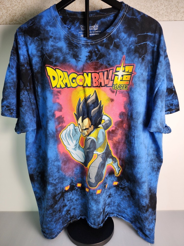 Dragon Ball Super Vegeta Tie Dye T-Shirt XL Toei Animation Blue Black