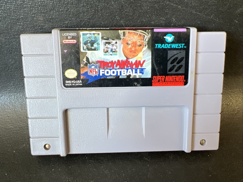 Troy Aikman Football (Super Nintendo SNES) Video Game Tested & Working