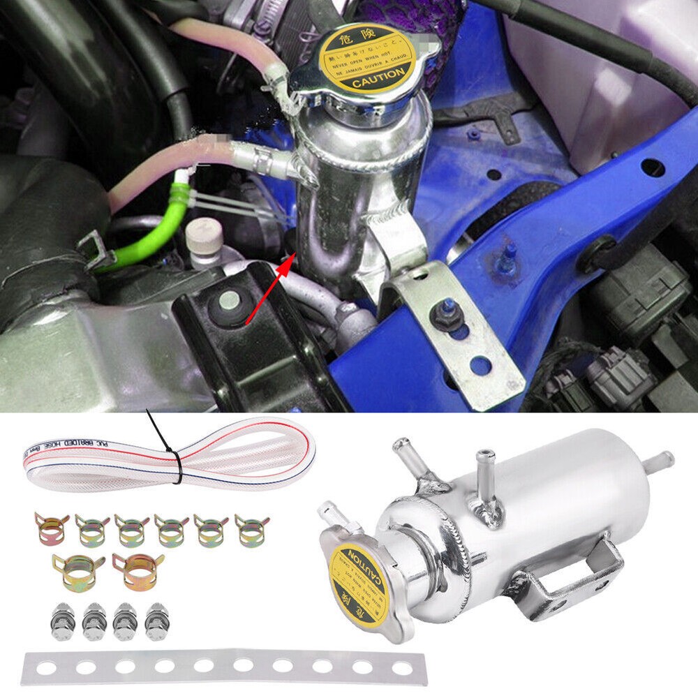 350ml Aluminum Car SUV Overflow Catch Tank Cooler Coolant Reservoir Kit