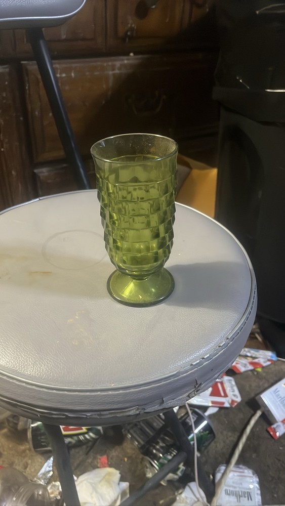 Indiana Glass Whitehall Cubist Avocado Green 6