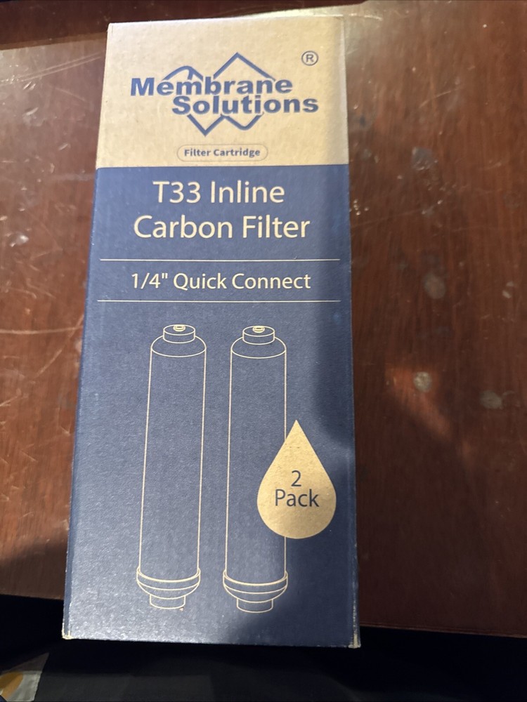 Membrane Solution T33 Inline Carbon Filter 1/4 Quick Connect 2 Pack  