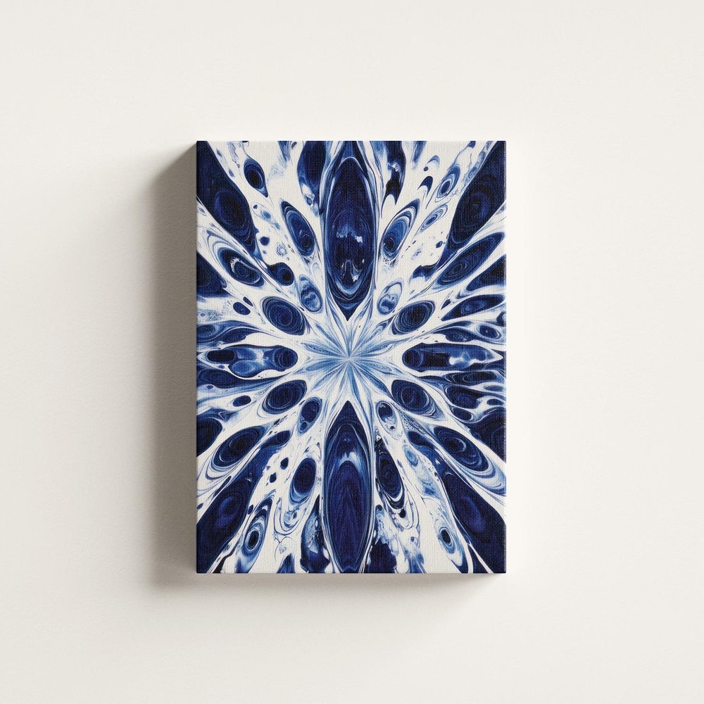 Dynamic Abstract Canvas Wall Art Blue White Modern Decor