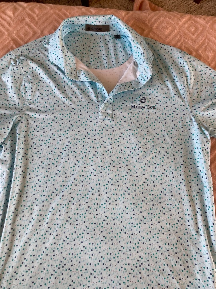G/FORE Womens Print Golf Polo Sz Small Aye Papi Tech Jersey Blue Flowers New