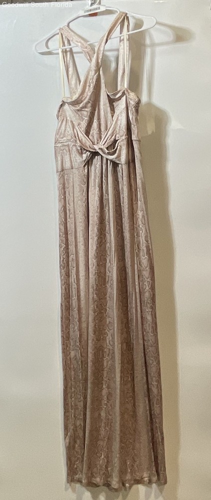 BCBGMAXAZRIA Womens Beige Animal Print Criss Cross Front Maxi Dress Size M