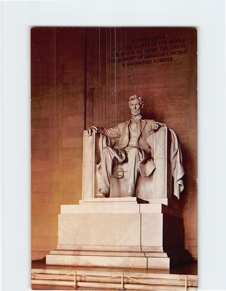 Postcard Lincoln Statue Lincoln Memorial Washington DC
