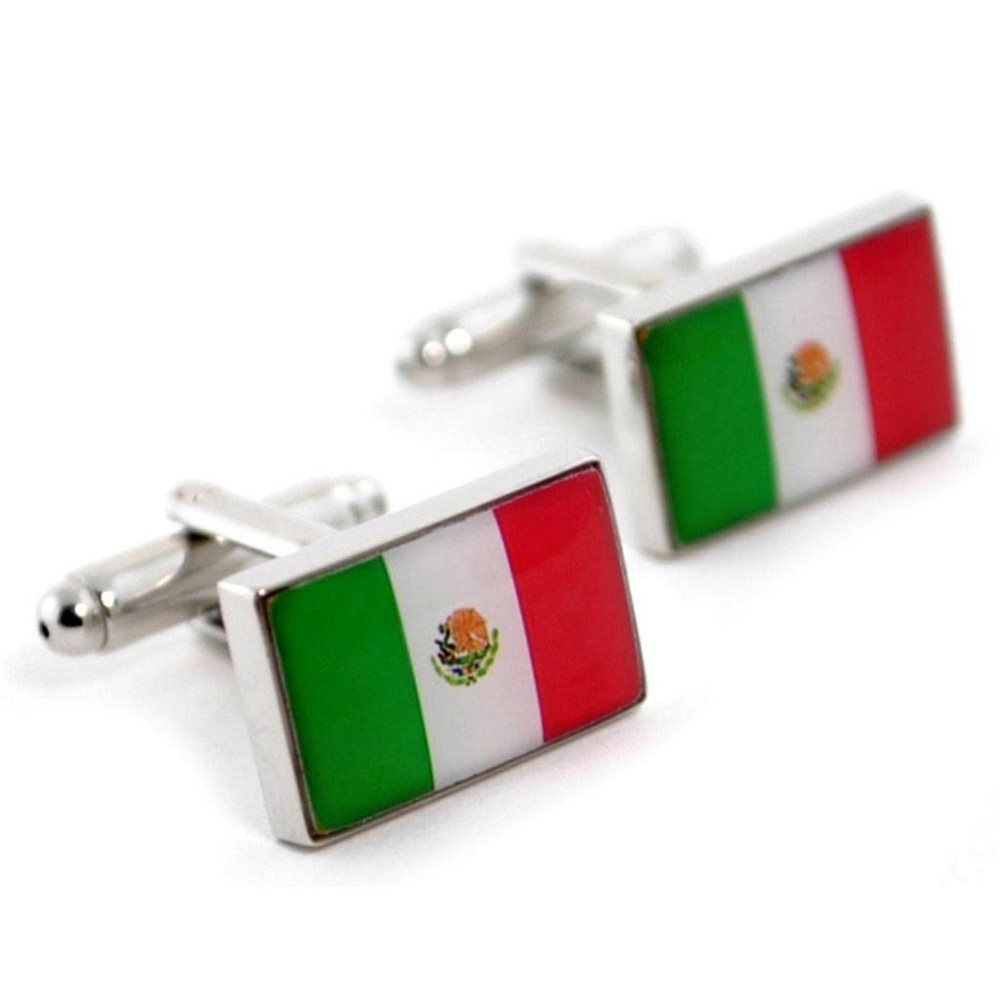 MEXICO FLAG CUFFLINKS PAIR High Quality NEW w GIFT BAG World Mexican Jewelry Men