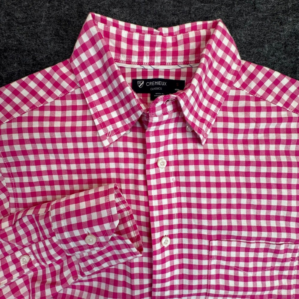 Cremieux Classics Button Down Shirt Mens S Pink Gingham Check Cotton Long Slv