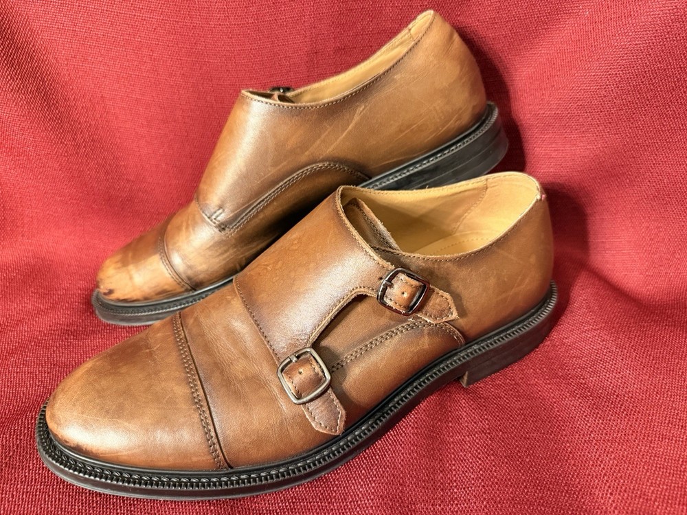 Zara Brown Leather Business Double Buckle Oxford Shoes EU 41