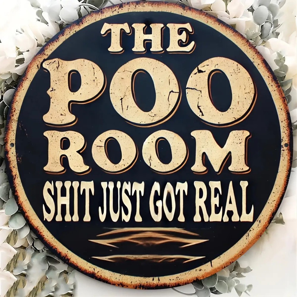 Retro Poop Room Humorous Bathroom Aluminum Wall Art Sign