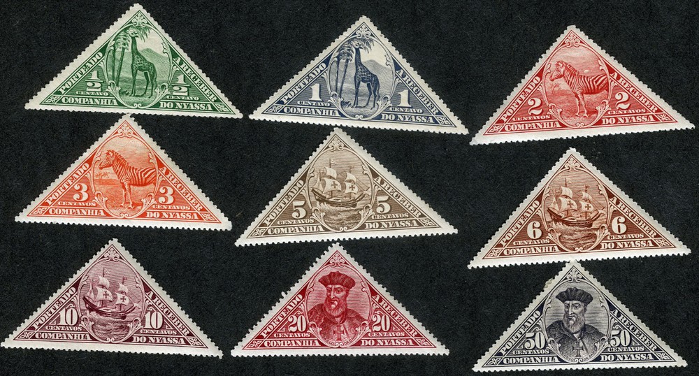 Nyassa 1924 Vasco de Gama Wild Animals Postage Due MLH (SC# J1-J9)