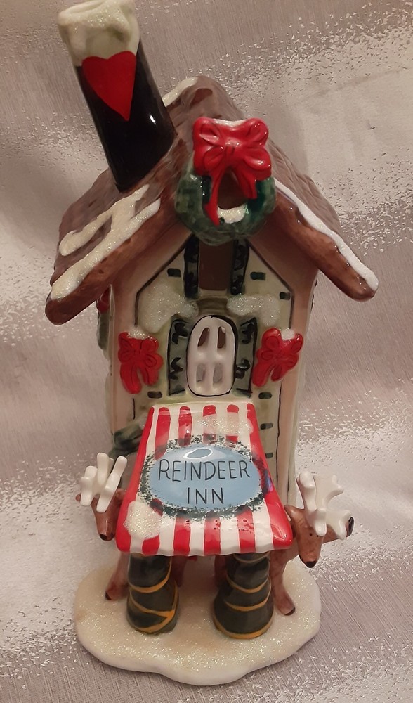 Blue Sky Clayworks Heather Goldminc Reindeer Inn  Tealight Holder