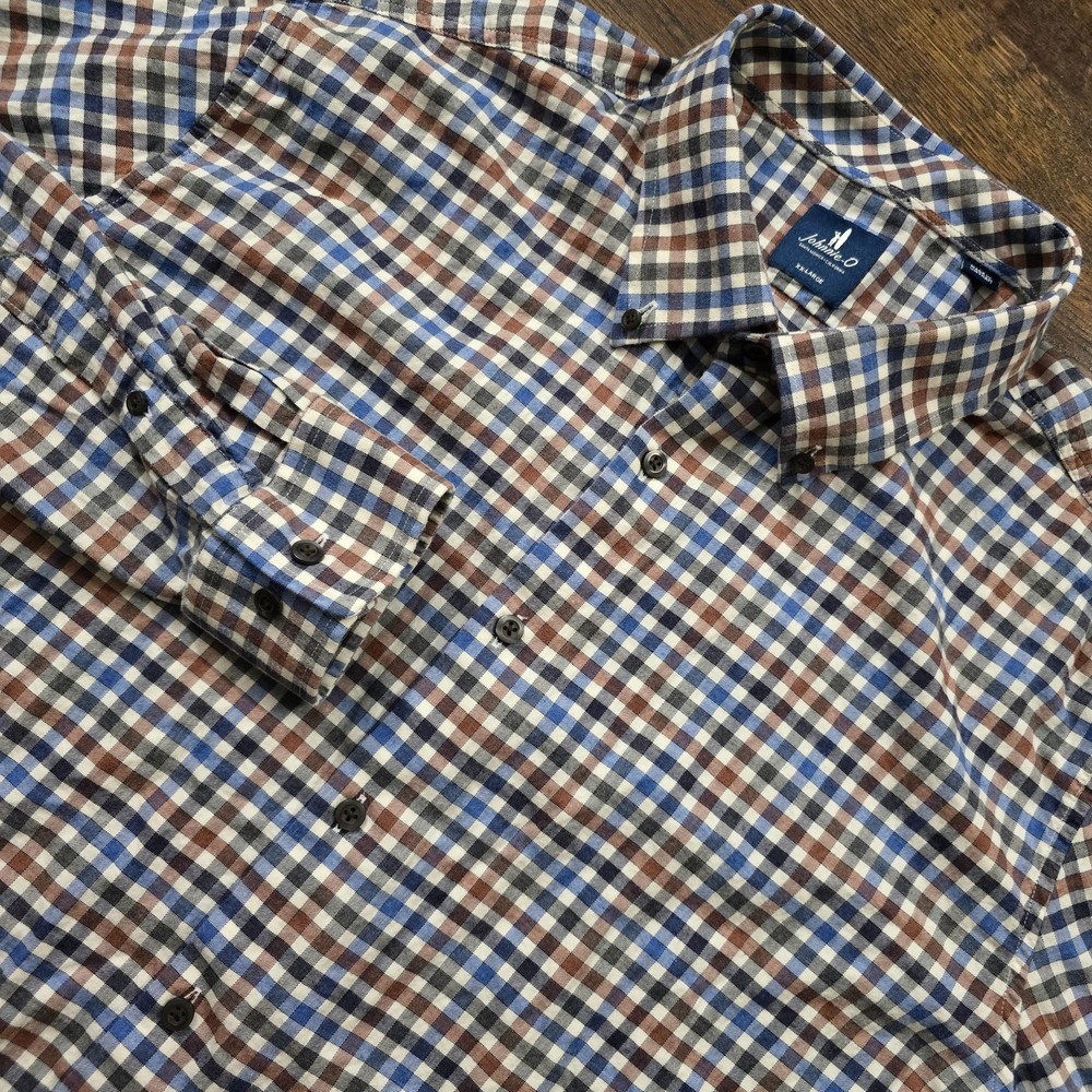 Johnnie-O Shirt Mens 2XL Multicolor Check Stretch Button Down Long Sleeve Casual