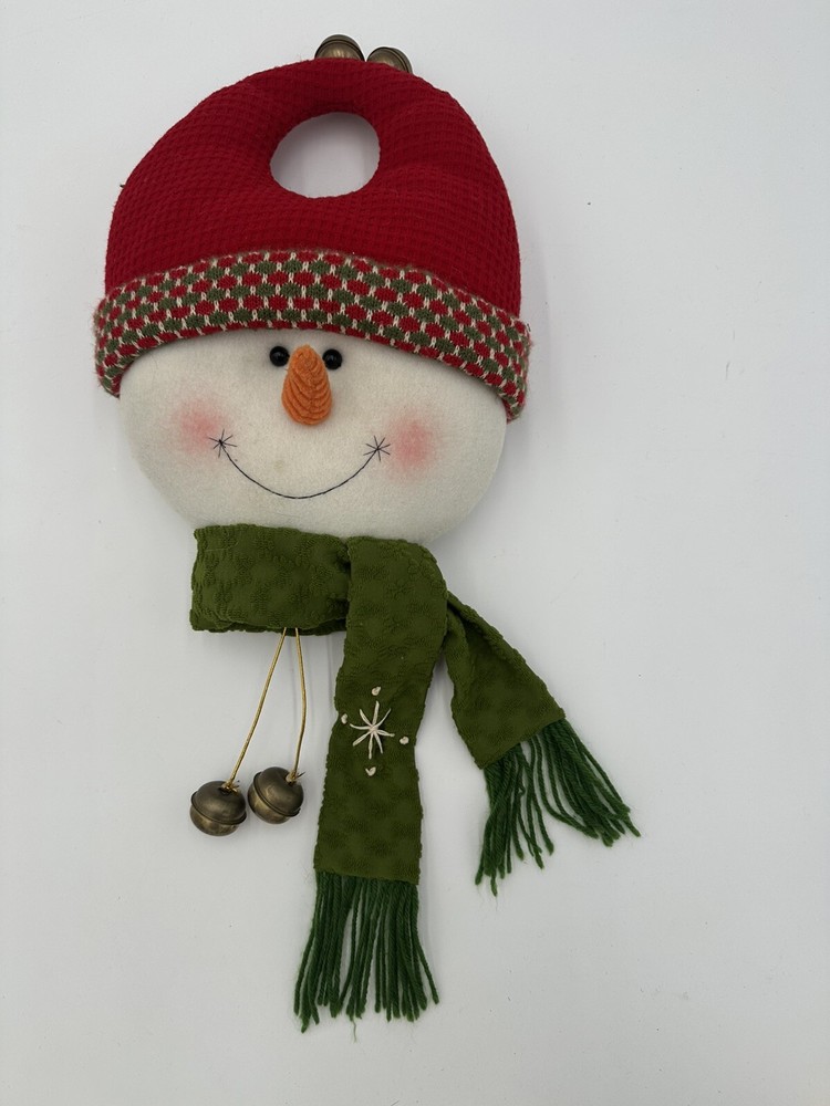 Snowman Door Hanger Plush Christmas Decor Scarf Carrot Nose Stuffed