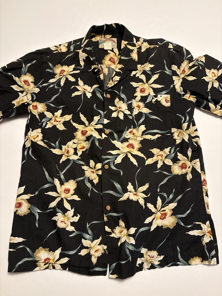 Vintage Paradise Found Hawaiian Shirt Button Up Medium Floral Honolulu Rayon USA