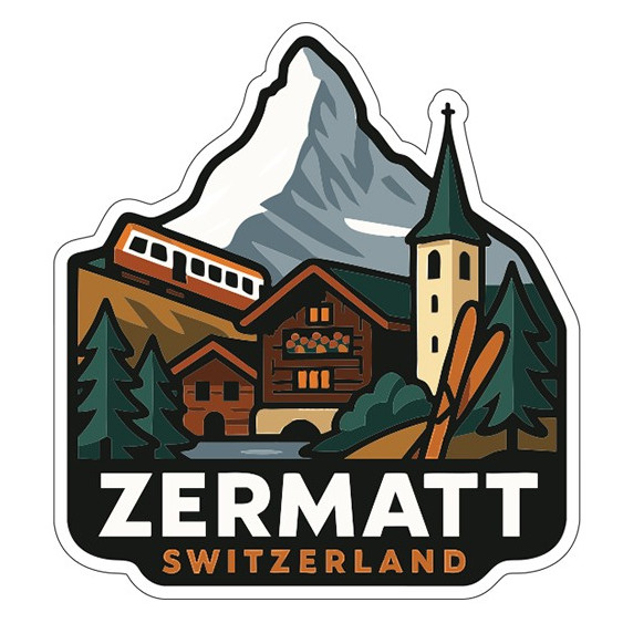 Zermatt Switzerland Sticker Decal Vinyl Die-Cut City Skyline Landmark Design