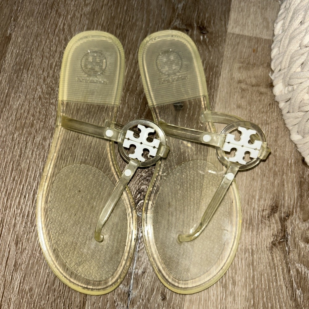 TORY BURCH Women’s Mini Miller Jelly Thong Flip Flop Sandals Clear Sz 7