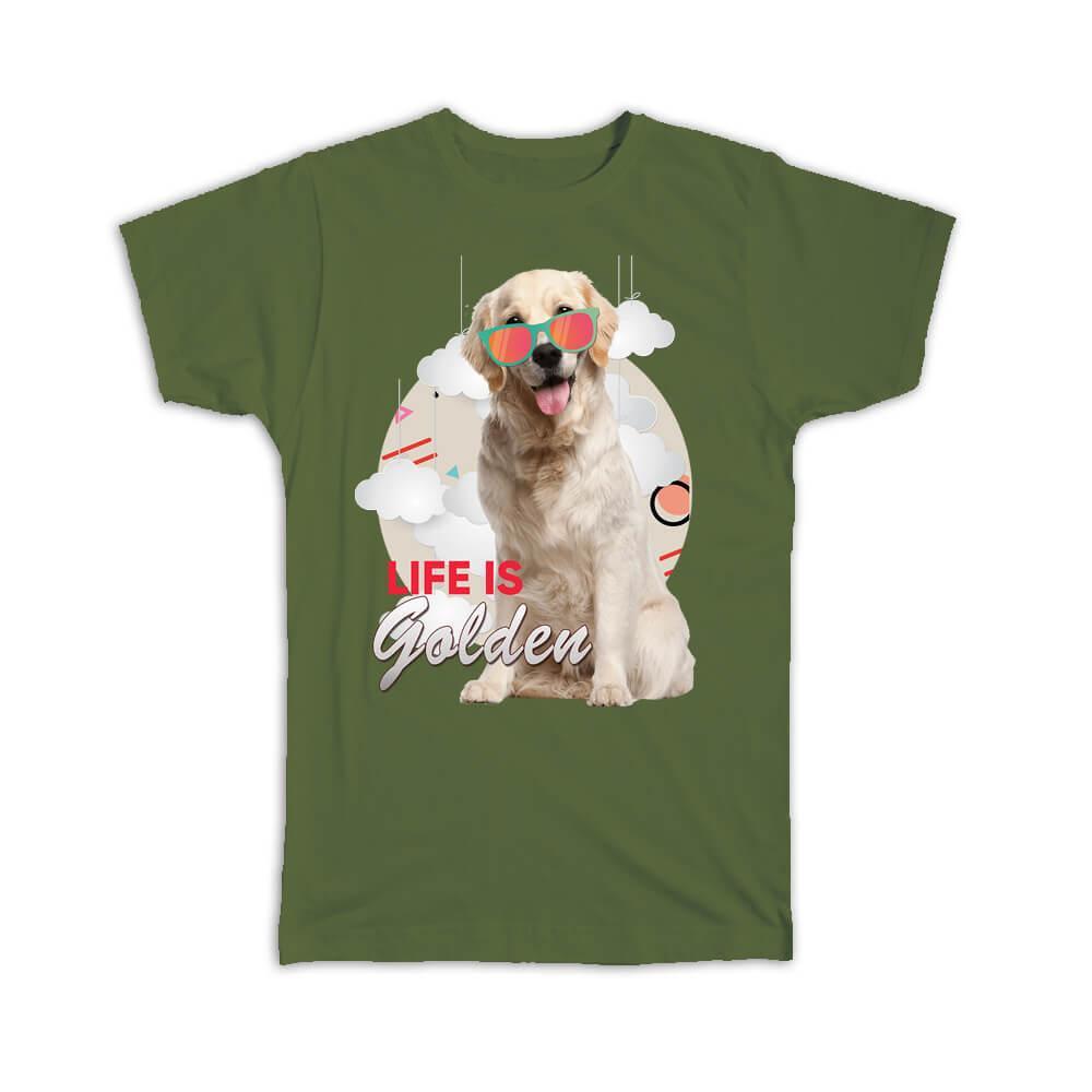 Cute Labrador Dog Pet T-Shirt with Sunglasses Beach Clouds Design