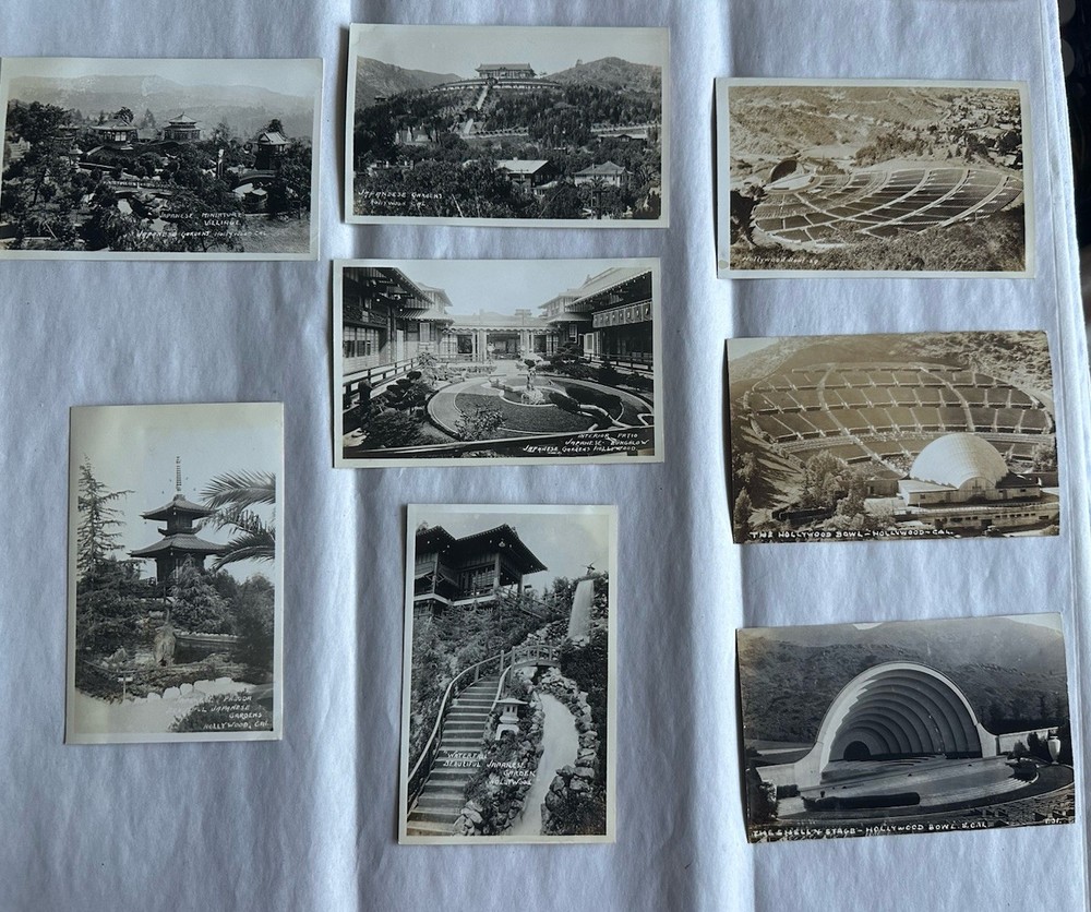 VTG 1930s /40s Real Photo Postcards - LA Hollywood Bowl Japan Gardens Lot Of 8