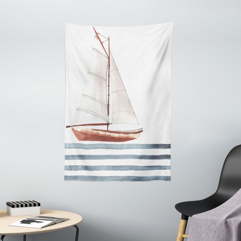 Quote Tapestry Sailing Theme Boat Waves Print Wall Hanging Decor