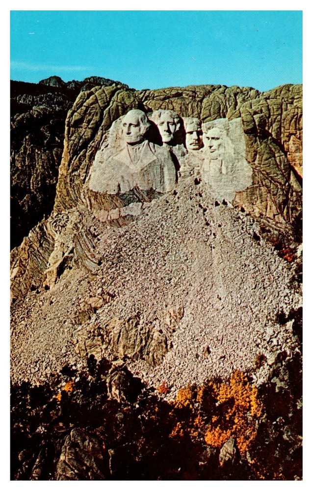 Black Hills SD South Dakota Mt. Rushmore Helicopter View Chrome Postcard